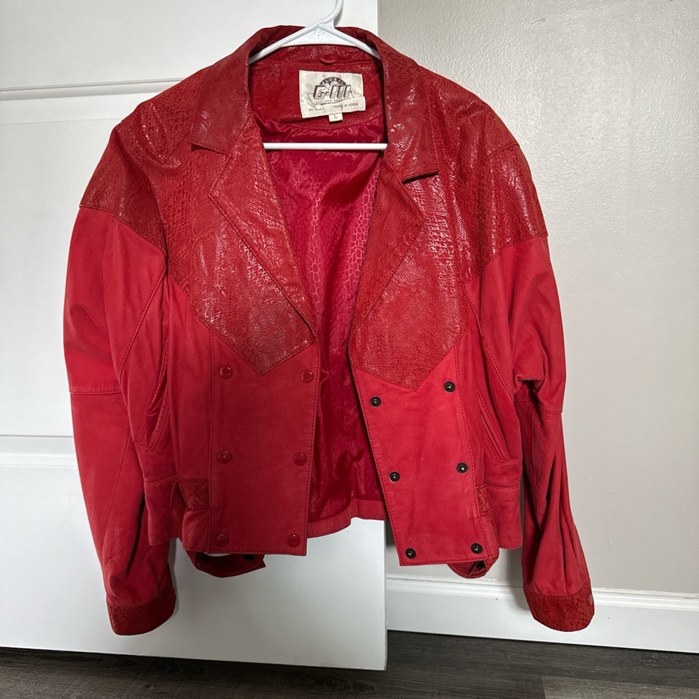 Vintage Red Leather Jacket G-III